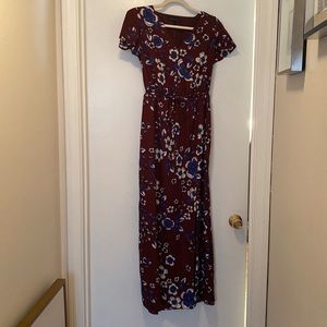 Maroon flower print maxi dress from Banana Republic